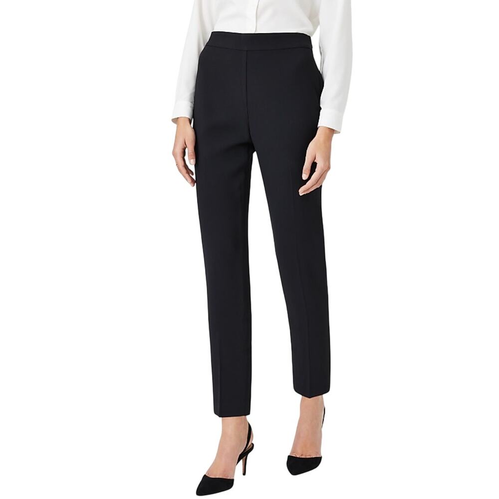 Ann Taylor The Tall Side Zip Ankle Pant in Fluid Crepe Black 10T